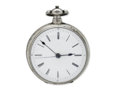 A silver key wind open face pocket watch made for the Chinese marketDate: Circa 1850Movement: Finely engraved lever, cut and 