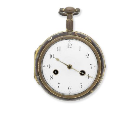 A.L. Mervitt. A gilt metal and tortoiseshell key wind clock watchDate: Circa 1800Movement: Gilt full plate fusee verge, pierc