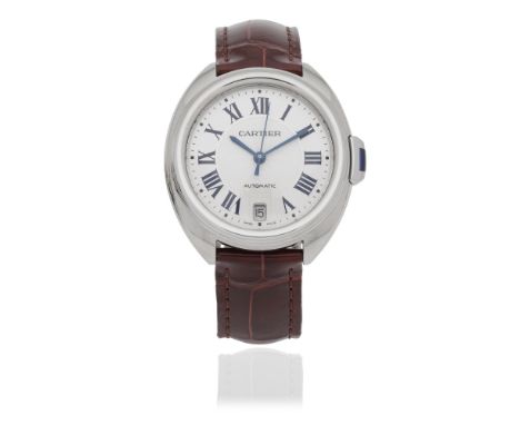 Cartier. A stainless steel automatic calendar wristwatchModel: Clé de CartierReference: 3856Date: Circa 2010Movement: 23-jewe