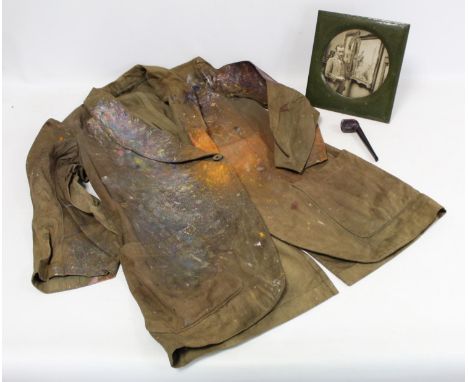 ORLANDO GREENWOOD (BRITISH 1892-1989).The artist's canvas painting jacket, together with his pipe and a sepia photograph of t