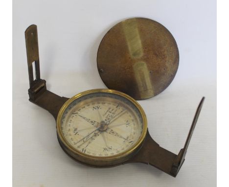 Victorian brass surveyor's compass with silvered dial by Cail, Newcastle with owners mark for Rodderup Fell (Mining) Company,