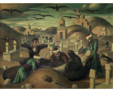 Mahmoud Said (Egypt, 1897-1964)La Mise Au Tombeau (The Entombment) oil on board, framedsigned and dated 'M. SAID 1926' (lower