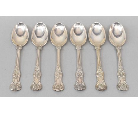 GEORGE ADAMS; a set six Victorian hallmarked silver Kings pattern teaspoons, London 1867, length 15cm, combined 7ozt/218.7g.F