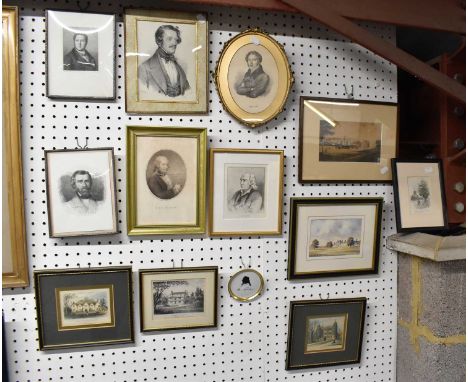 Six assorted portrait engravings and various other engravings/prints (12).