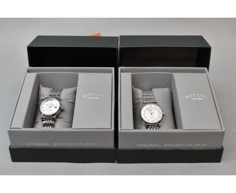 ROTARY; two lady's watches comprising a Windsor silver bracelet watch and a lady's ultra-slim watch (2).