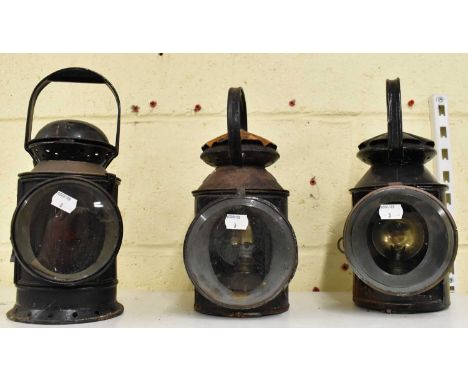 RAILWAYANA; Southern Rail railway lamp, a further with indistinct inscription no.1523, and a British Rail (West) lamp (3).