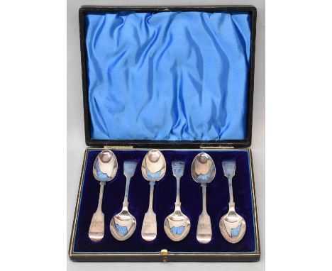 JOHN ROUND &amp; SONS LTD; a set of six Victorian hallmarked silver teaspoons, Sheffield 1899, cased, approx 4.11ozt/128g.