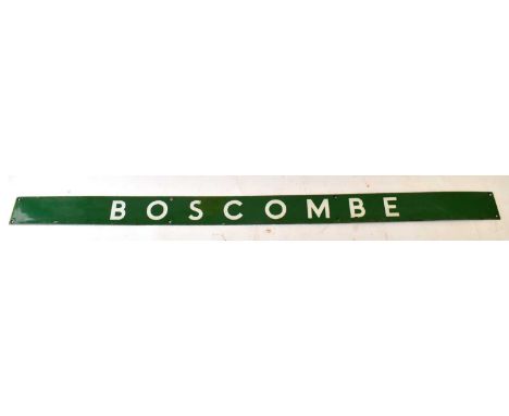 RAILWAYANA; Southern Railway enamel station sign 'Boscombe', 7.5 x 122cm.