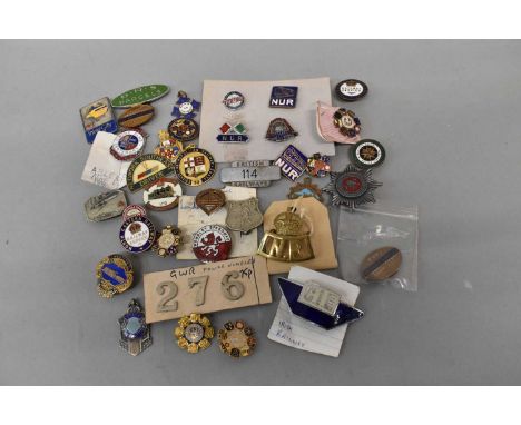 A collection of thirty-seven assorted railway related badges, the majority enamel examples, various railways including GWR, N