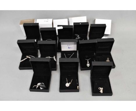 INSIGNIA; twelve boxes of mixed jewellery predominantly 925 silver including pendant necklace, earrings, boxing glove charm, 