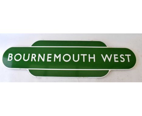 RAILWAYANA; Southern Railway enamel totem 'Bournemouth West', 25.5 x 92.5cm.Condition Report: There are not any visible repai