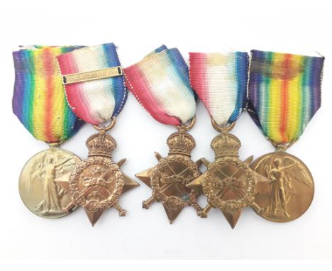 Five assorted WWI medals/stars comprising a WWI pair awarded to '8622 PTE. R. LAFFAN. S. GDS', two 1914-15 stars; '692 PTE. C