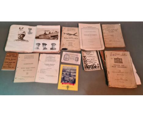 A collection of WW1 and WW2 ephemera to include an album of "The Great War 1914" pictures / newspaper cut-outs, camouflage mi