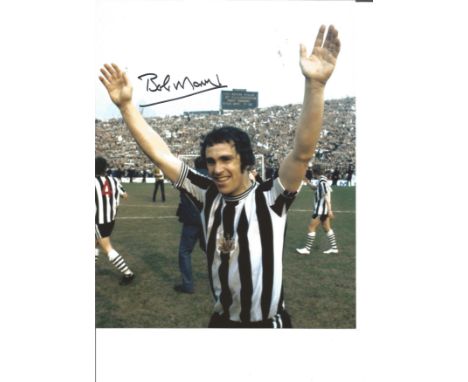 Bobby Moncur 10x8 Signed Colour Photo Pictured Celebrating While Playing For Newcastle United. Good Condition. All autographs
