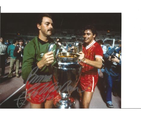 Bruce Grobbelaar 10x8 Signed Colour Photo Pictured Celebrating With The European Cup While Playing For Liverpool. Good Condit