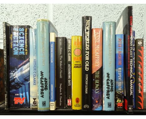 Science Fiction.- A shelf of mixed sci-fi, some signed by authors.