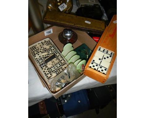 A mixed lot including dominoes, toast rack, table lighter etc.,