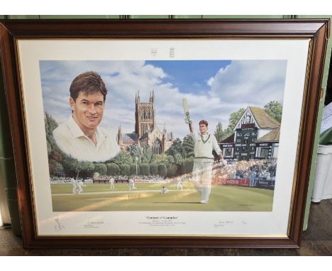Cricketing interest: Three prints comprising; A mounted print of cricket at Arundel Castle by Jocelyn Goldsworthy, no. 72 of 