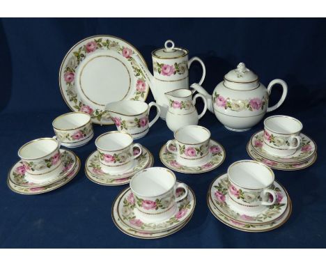 Royal Worcester , Royal Garden pattern tea / coffee service . 1 sandwich platecoffee potteapot 6 trios 2 jugssugar bowl (1 bo