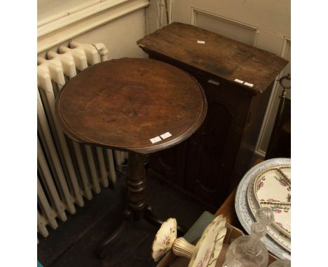 A 19th century small cabinet with a pair of doors with fielded panels enclosing shelves, 75cm h x 50cm w x 26cm d and a Victo