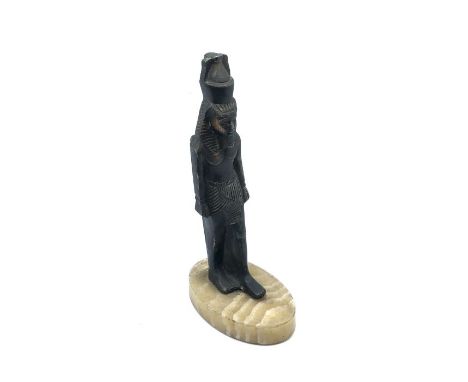 An art deco style, Egyptian figure, cast on an onyx base 26cm high
