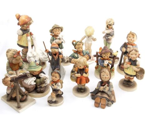 Fifteen various Hummel figures to include Girl with geese, girl reading, small boy with telescope etc&nbsp; (15)