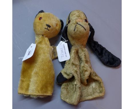 Vintage Sooty and Sweep hand glove puppets (sooty missing one eye)