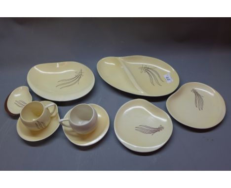 A 1970's Carlton ware part coffee service, to include two cups, saucers, and side dishes