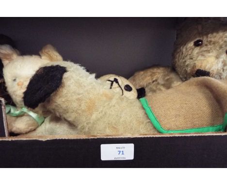 A box of assorted vintage teddy bears