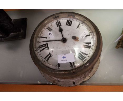 A ship's clock with enamel dial and Roman numerals