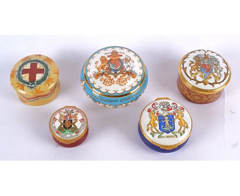 Five commemorative lidded pots, ceramic and tinplate examples, from 'The Royal Collection', Crummles &amp; Co., Staffordshire