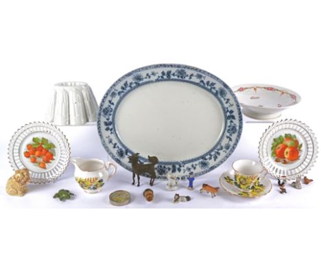 A boxed vintage Ridgway Potteries Queen Anne 20 piece tea set, printed with yellow roses, together with a large oval platter,