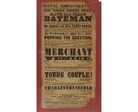 Advertising theatre poster, featuring Kate and Ellen Bateman, 50cm x 25cm 