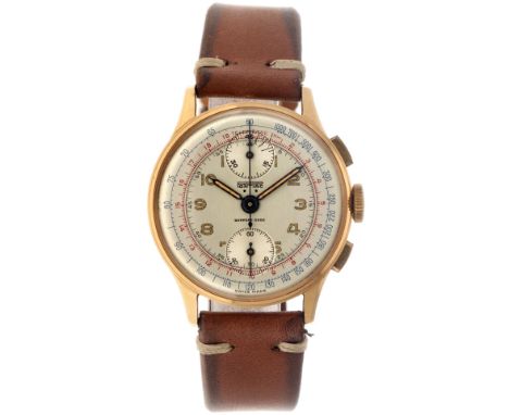 No Reserve - Pontiac 'Support Choc' Chronograph 18K. 178 - Men's watch - approx. 1950. Case: yellow gold (18K.) - strap: leat