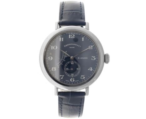 No Reserve - Eberhard &amp; Co 8 Days 21017 - Men's watch. Case: steel - strap: leather - manual winding - condition: good, m