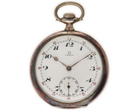 No Reserve - Omega 'Bienne Geneve' 800/1000 Silver - Men's pocket watch - approx. 1916. Case: silver (800/1000) - manual wind