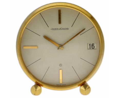 No Reserve - Jaeger-LeCoultre 425 Desk Clock - 1967. Case: gold-plated - manual winding - condition: good, movement in workin