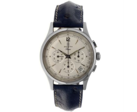 No Reserve - Zenith El Primero Chronograph 01-0010.420 - Men's Watch - 1999. Case: steel - strap: leather - manual winding - 