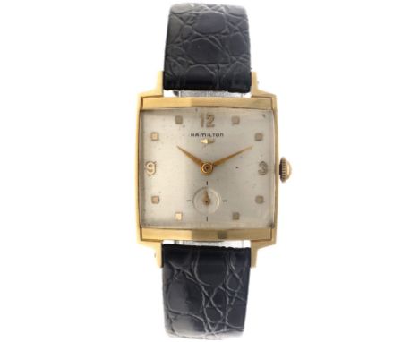 No Reserve - Hamilton Vintage 14K. - Heren horloge  Case: yellow gold (14K.) - strap: leather - manual winding - box - condit