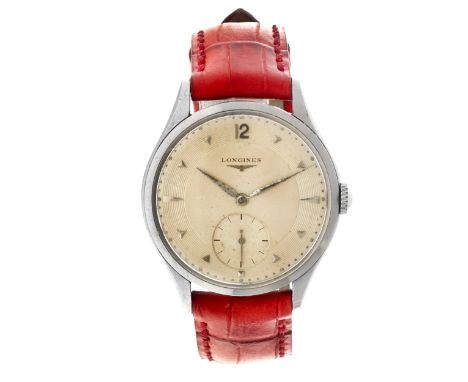 No Reserve - Longines 7133-3 - Men's watch Case: steel - strap: leather - manual winding - condition: good, movement is in wo