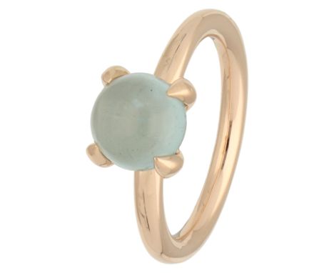 Source 18K rose gold 'Catch' ring with aquamarine Set with a cabochon-cut aquamarine measuring approx. 8.05 x 7.96 mm. In goo