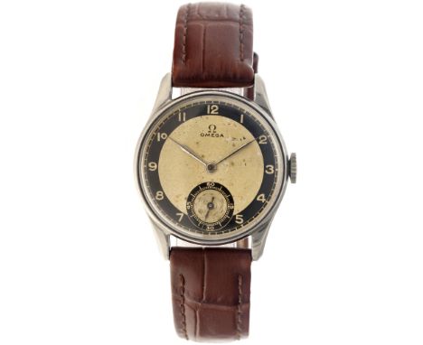 No Reserve - Omega 9714012 - Men's watch - approx. 1935. Case: steel - strap: leather - manual winding - last service: July 2