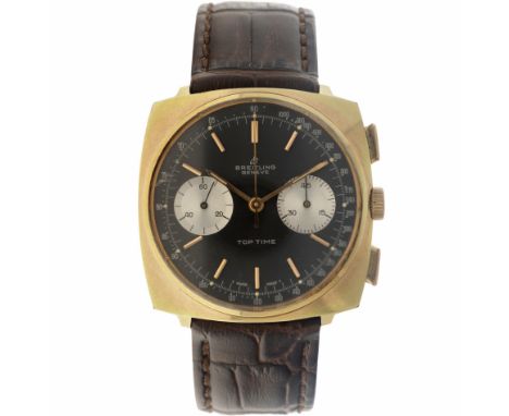 No Reserve - Breitling Top Time 'Reverse Panda' 2008 - Men's watch - approx. 1970. Case: gold-plated - strap: leather - manua