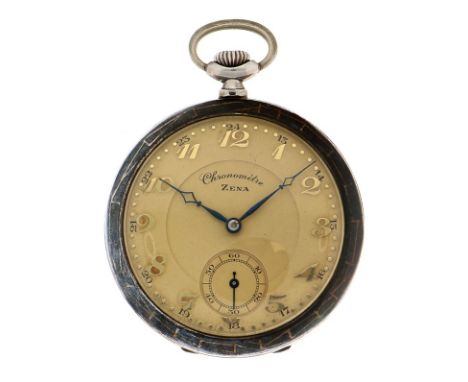 No Reserve - Zena Chronomètre Lever-Escapement silver 800/1000 - Men's pocketwatch. Case: silver (800/1000) - manual winding 