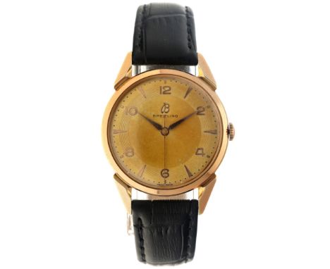 No Reserve - Breitling Vintage 1101-22 - Men's watch - approx. 1950. Case: gold-plated (18K.) - strap: leather - manual windi