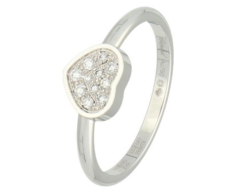 Chopard My Happy Hearts 18K white gold  ring set with approx. 0.10 ct. diamond.  Set with 11 brilliant-cut diamonds totalling