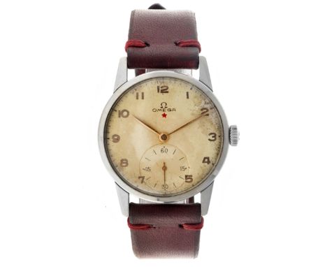 No Reserve - Omega Vintage Red Star 121.001-62 - Men's watch - approx. 1944 Case: steel - strap: leather - manual winding - c