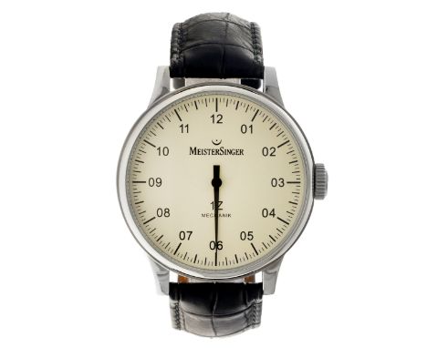 No Reserve - Meistersinger 1Z AM3.03 - Men's watch. Case: steel - bracelet: leather - manual winding - box - condition: good,