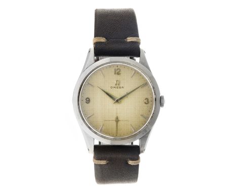 No Reserve - Omega Vintage 'Honeycomb Dial' 2750-3 - Men's watch - approx. 1954 Case: steel - strap: leather - manual winding
