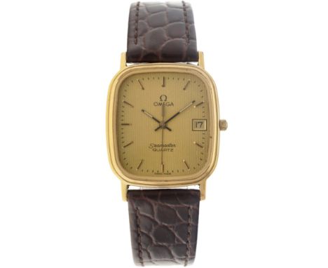 No Reserve - Omega Seamaster Quartz 196.0267 / 396.0970 - Men's watch - approx. 1970. Case: gold-plated - strap: leather - qu